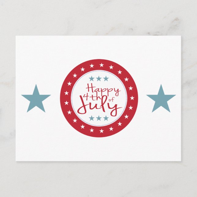 Red White et Blue Stars 4 juillet Cartes postales (Devant)