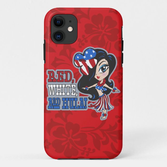 Red, White et Hula Girl Patriotic iPhone 5 Coque (Dos)