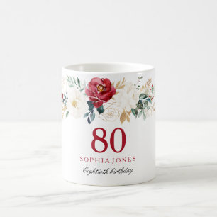 Red & White Festive 80th Birthday Cadeau café Mug