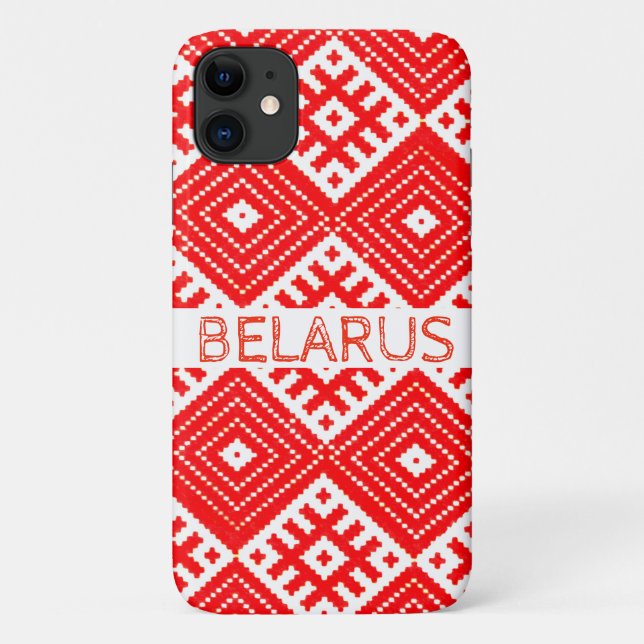 Red White Folk Motif Belarus iPhone 11 Coque (Dos)