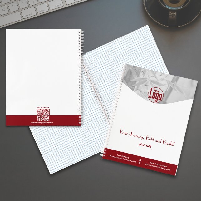 Red White Life Coach Company Journal de l'atelier (Red White Life Coach Company Workshop Journal - Logo - Tagline - QR-code - Social)