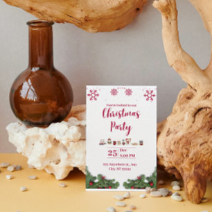 Red White Minimalist noël fêtes Invitation