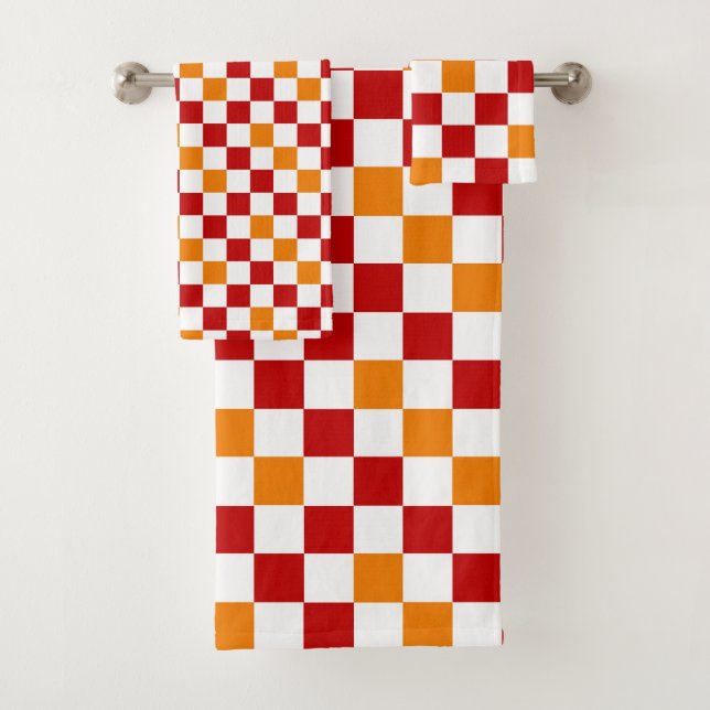 Red White Orange Checkered Pattern Design  (En situation)
