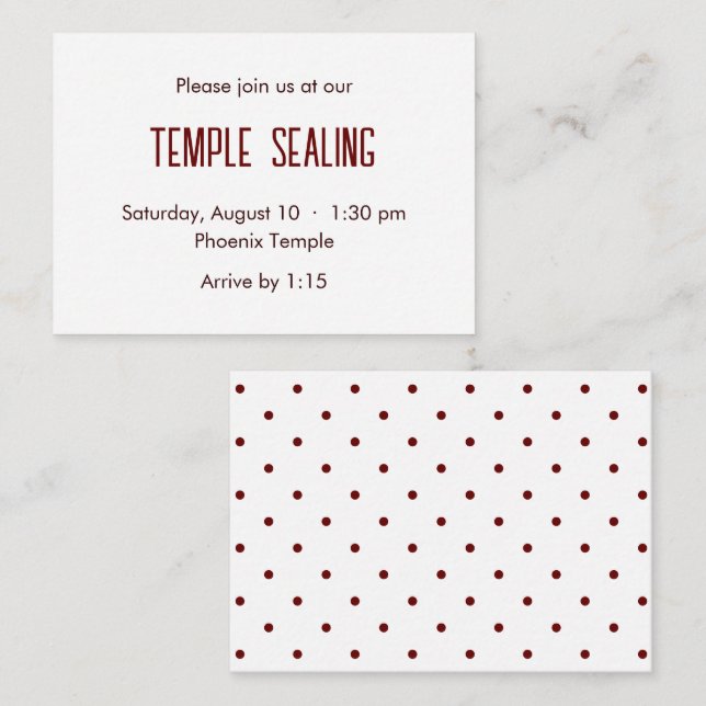 Red & White Polka Dot Temple Sealing Invitation (Devant / Derrière)