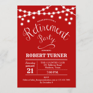 Red White Rustic Retraite Party Invitation