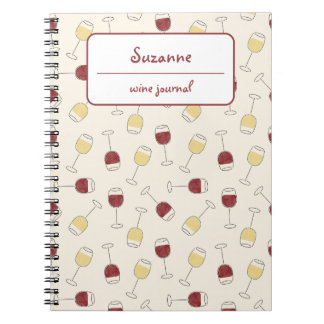 Red White Wine Glass Journal Carnet personnalisé