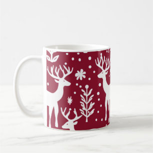 Red & White Winter Wonderland Reindeer Mug