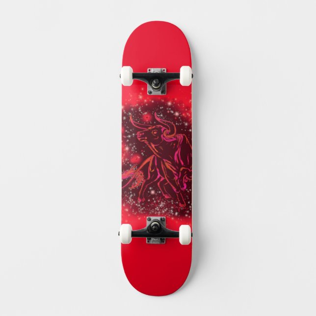 Red Wild Bull course en Starry Night Skateboard (Recto)