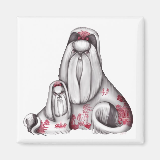 Red Willow Shih Tzus Magnet (Devant)