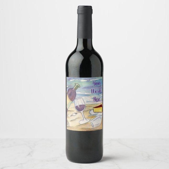 Red Wine Beach Party Custom Bottle Étiquette (Devant)