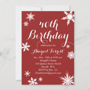 Red Winter 40th Birthday Invitation