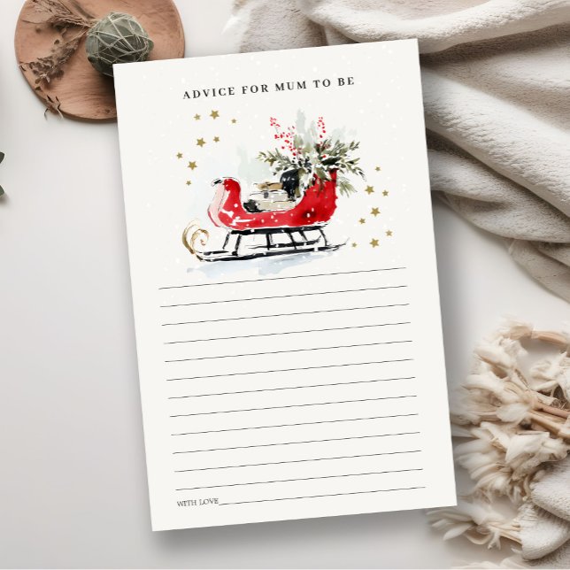 Red Winter Sleigh Advice For Mum To Be Baby Shower (Créateur téléchargé)