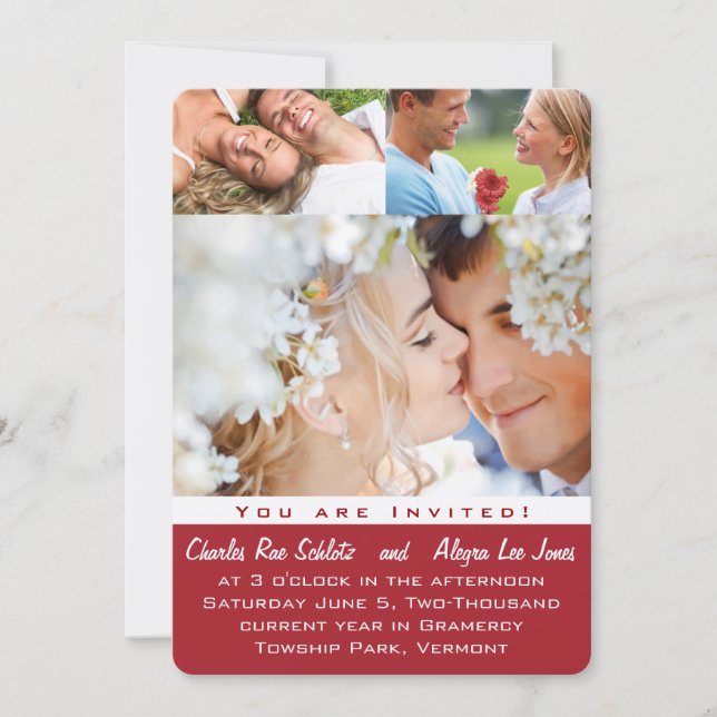 Red Your Photo Wedding Invitations (Devant)