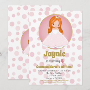 Redhead Rose Princess Girls Invitation Anniversair