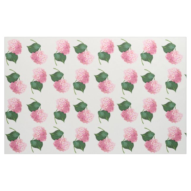 Redoute Tissu de coton peint rose Hydrangeas (Yard)