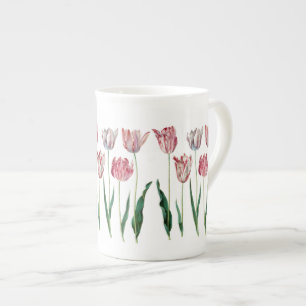 Redoute Tulipes roses Bone Art Bone China Mug
