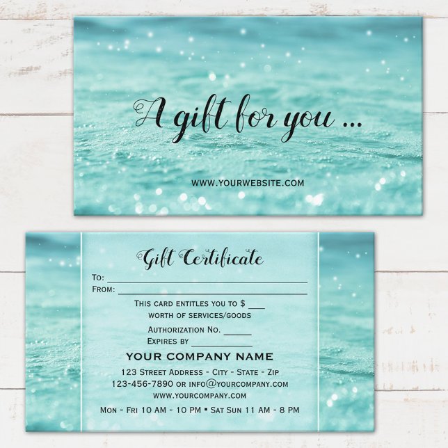 Réduction Carte Cadeau de Beauté Water Sparkles Spa (Créateur téléchargé)
