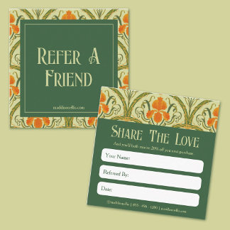 Réduction Carte de recommandation Art Nouveau florale verte