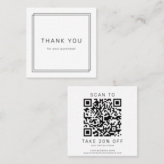 Réduction Carte de remerciement de code QR d'entreprise mini (Devant / Derrière)