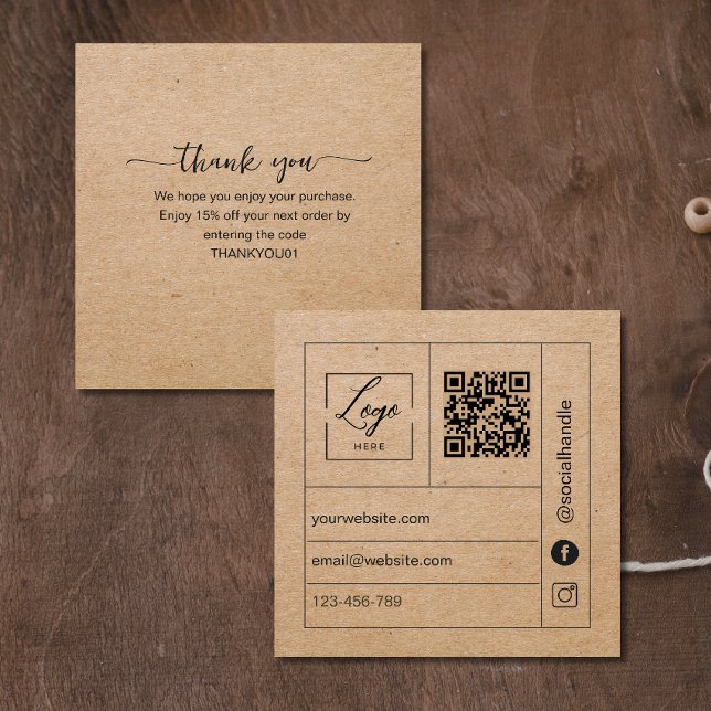 Réduction Carte de remerciement de commande en papier Kraft  (Créateur téléchargé)