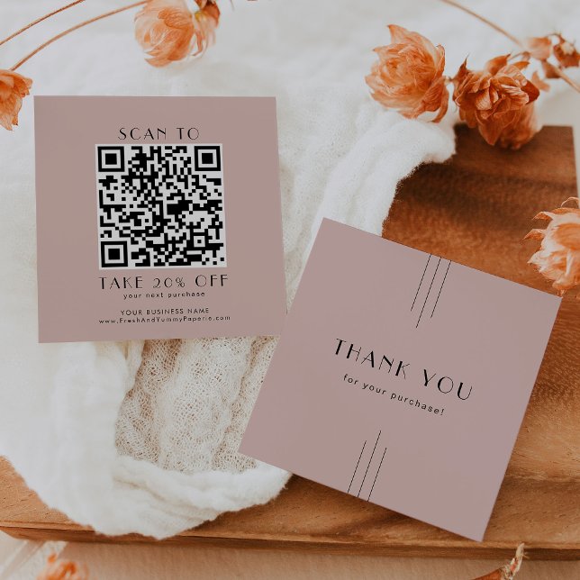 Réduction EVERLY Art Déco Carte de Remerciement Code QR pour (EVERLY Art Deco Blush Business QR Code Thank You Discount Card)