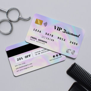 Réduction Holographe moderne coiffeur carte de crédit VIP