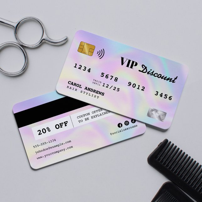 Réduction Holographe moderne coiffeur carte de crédit VIP (Créateur téléchargé)
