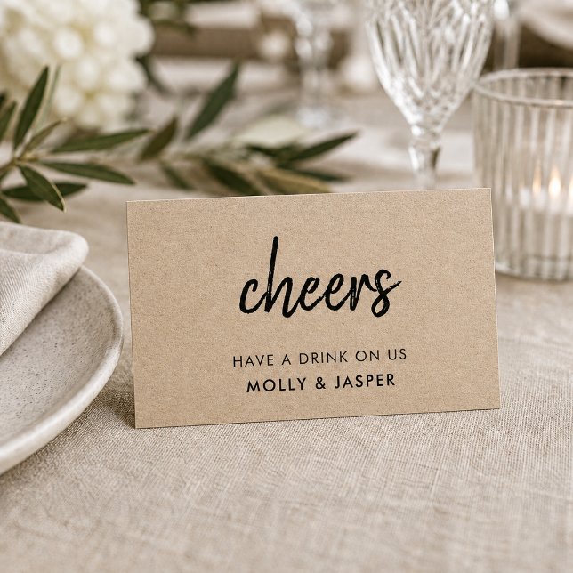 Réduction Kraft Cheers | Carte de bon de boisson de mariage  (Créateur téléchargé)