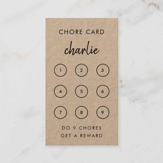 Réduction Kraft Rustique | Carte de punch pour enfants (Devant)