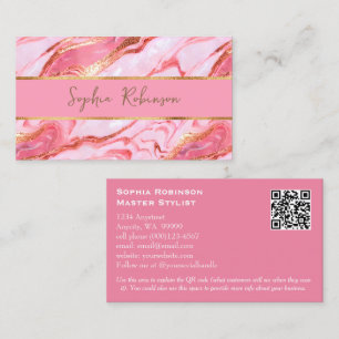 Réduction Marbre rose et Carte de visite or Faux