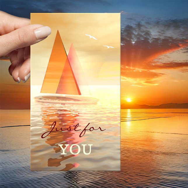 Réduction Modèle de carte de visite pour certificat-cadeau d (Artistic gift certificate featuring a sailboat at sunset - sailing lessons - nautical)
