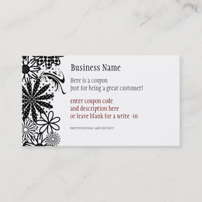 Réduction Noir et blanc pointillés fleurit le carte de (Devant)