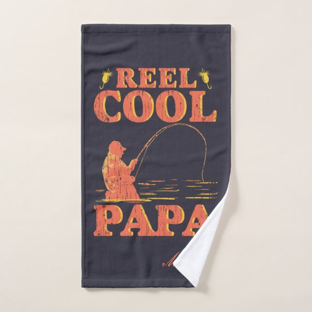 Reel Cool Papa Funny Pêche Fête des pères Papa (Serviette à main)
