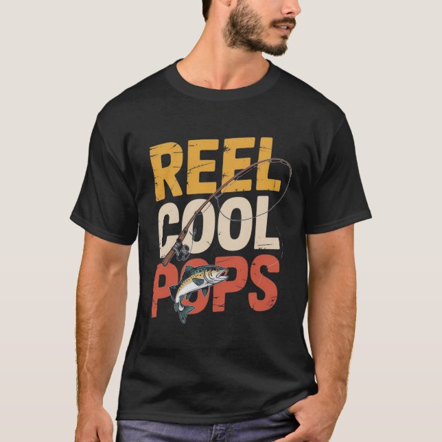 Reel Cool Pops Drôle Pêche Papa T-shirt (Devant)