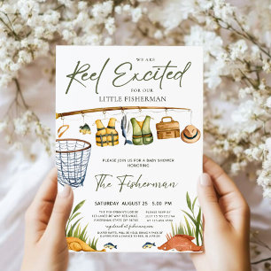 Reel Excité Baby shower Invitation Thème de pêche