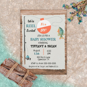 Reel Excité Fishing Boy Baby shower Invitation