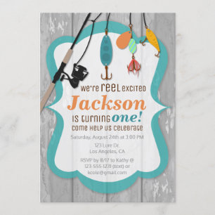 Reel Excitée Pêche Invitation Anniversaire