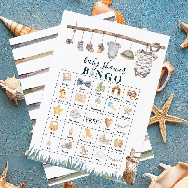 Reel Fun Fishing Baby shower Bingo Jeu (Créateur téléchargé)