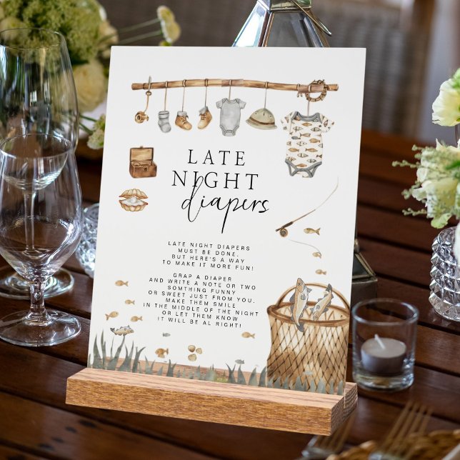 Reel Fun Fishing Late Night Diapers Panneau rustiq (Créateur téléchargé)