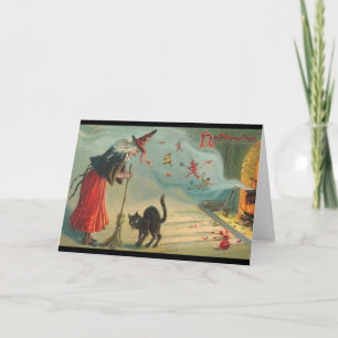 Réémettre la carte d'Halloween sorcière et chat vi