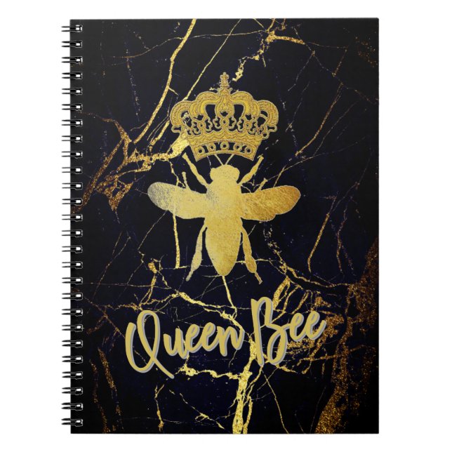 REEN BEE Black Marble Spiral Carnet Journal (Devant)