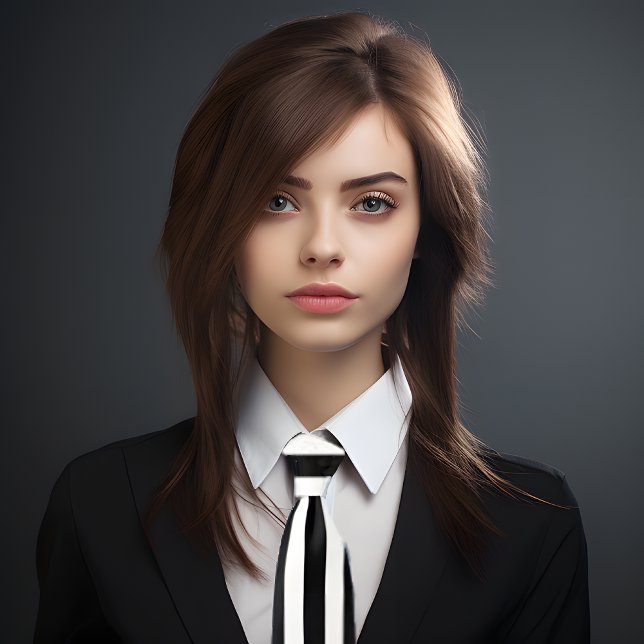 Référentiel Cravate de bandes verticales en noir e (Pretty young woman wearing a referee striped, black and white vertical stripes necktie.
)