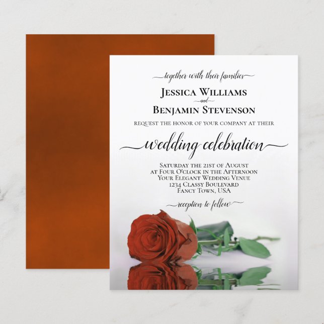 Reflet rouille Orange Rose BUDGET Mariage Invitati (Devant / Derrière)