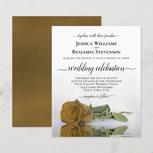 Refléter Gold Ochre Rose BUDGET de mariage Invitat (Devant / Derrière)