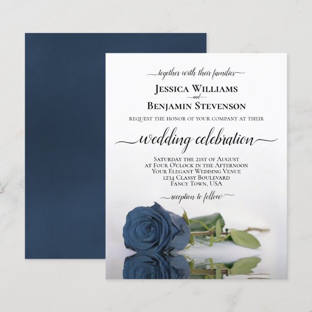 Refléter le Rose bleu acier BUDGET de mariage Invi (Devant / Derrière)