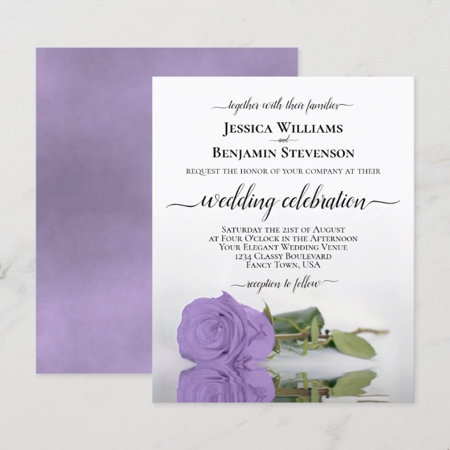 Refléter le Rose de Lavender BUDGET Invitation de  (Devant / Derrière)