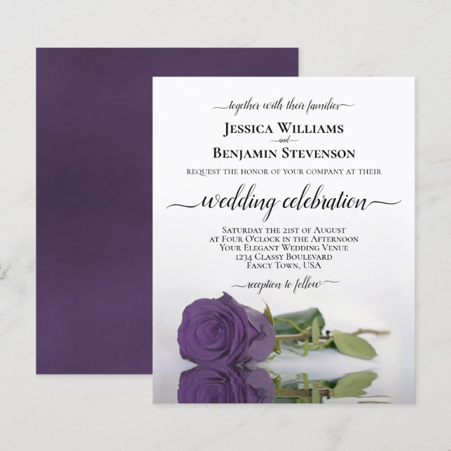 Refléter l'Rose Améthyste BUDGET de mariage Invita (Devant / Derrière)