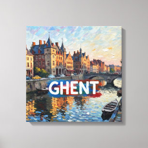 Reflets du canal de Gand sur toile d'art ciel