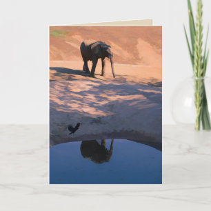 Réflexion Elephant dans l'eau Carte de voeux vierg