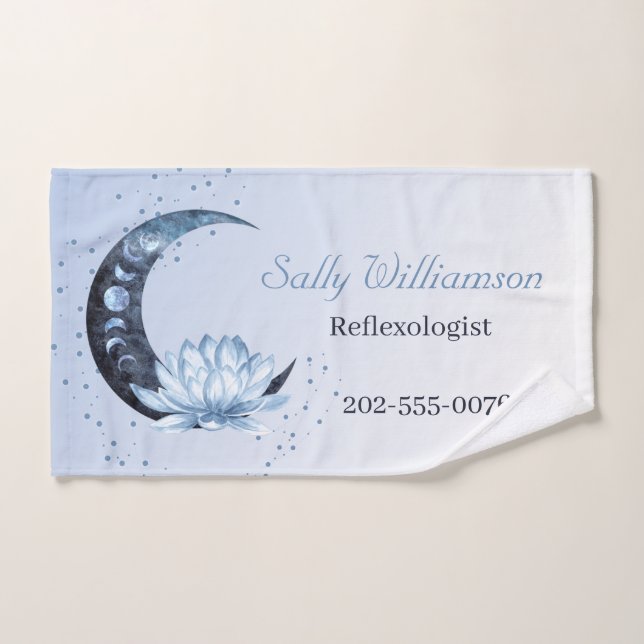 Réflexologie Lune à fleurs de Lotus Bleu (Serviette à main)